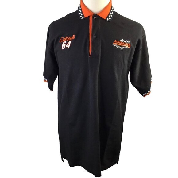 Dick Trickle Schneider National Racing Polo Shirt NASCAR Size Large Checkerboard - Picture 3 of 10